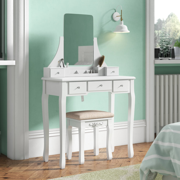 Three Posts Arkin Dressing Table Set with Mirror & Reviews Wayfair.co.uk